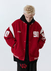 ATRY retro contrast color heavy patch embroidery baseball jacket autumn and winter 24 new American college jacket men