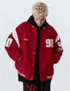 ATRY retro contrast color heavy patch embroidery baseball jacket autumn and winter 24 new American college jacket men