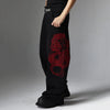 Dragon Embroidery Baggy Jeans Men Streetwear Hip Hop Black Loose Denim Pants