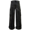 Loose Wide Leg Denim Pants Men Black Baggy Jeans Embroidery Multi Pocket Oversized Cargo Jeans Hip Hop Streetwear Man Jeans