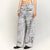 Industrial Metallic Print Wide-Leg Jeans