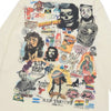 A collage of vibrant graffiti-style artwork featuring portraits, stylized logos, and symbols adorns the Gready Unit Pop Culture Retro Sweatshirt from the ELKMU Official Store. Prominent details include "R.I.P. TAKEOFF 1994-2022," a guitar player graphic, abstract patterns, and a note on légère différence de couleur enhancing its artistic appeal.