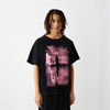 T-shirt graphique abstrait avec graffiti crucifié