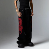 Dragon Embroidery Baggy Jeans Men Streetwear Hip Hop Black Loose Denim Pants