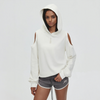 ATRY hollow off-shoulder design sweater for women in spring and autumn, national trend brand, simple hot girl functional hooded hoodie