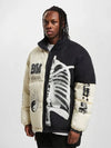 Hooded Skeleton Printed Split Grunge Jacket