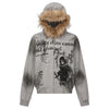 Rebel Fur-Lined Graffiti Hoodie