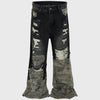 Vintage Camo Patchwork Flare Jeans