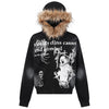 Rebel Fur-Lined Graffiti Hoodie