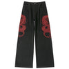 Dragon Embroidery Baggy Jeans Men Streetwear Hip Hop Black Loose Denim Pants