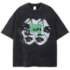 The Vintage Oversized Hip Hop T-shirts from My Store showcase an artistic design with two overlapping faces accented by abstract green paint strokes across the eyes. This black t-shirt offers a relaxed, slightly oversized fit, perfect for casual wear.